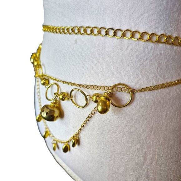 Gold Tone Metal Chain Waist Belt‎ Charm Up To 45\